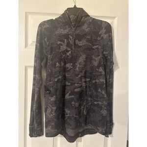 Lululemon 1/2 Zip Hoodie Women's 4 Warm Stabilizer incognito Camo Black